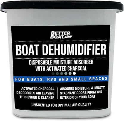 Moisture Absorber with Activated Charcoal Dehumidifier Bucket, Unscented Odor Absorber for Closet Basement Bathroom Boat RV, Disposable No Refill - Better Boat