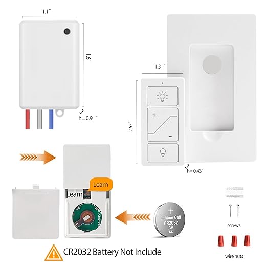 Humpptom Wireless Dimmer Light Switch and Receiver Compatible With Alexa - Smart Wall Switch for Ceiling Lights, Fans, Lamps