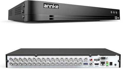 ANNKE 32CH H.265 Pro+ 3K Lite Digital Video Recorder with Human/Vehicle Detection, 5-in-1 Hybrid CCTV DVR for Home/Business Surveillance Camera System, 24/7 Recording, P2P Remote Access, No HDD