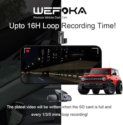 4K Dash Cam Fit for Ford Bronco 2021 2022 2023 2024, Does Not Fit 2025 Bronco, Does Not Fit Ford Bronco Sport, WiFi & App, 128GB Card (F10pro)