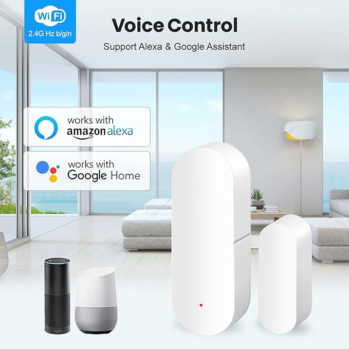4 Pack WiFi Door Sensor: Smart Window Contact Sensor, App Alerts, Programmable with Tuya/Smart Life Devices for Home Security & Smart Home Automation, Compatible with Alexa Google Assistant