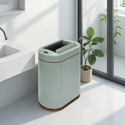 SYNCVIBE Bathroom Trash Can with Lid Butterfly 2 Gallon Sensor Trash can, IPX5 Waterproof Garbage Can Bathroom Decor, Automatic Trash Bin, Under-Counter Wastebasket for Kitchen, Living Room, Green