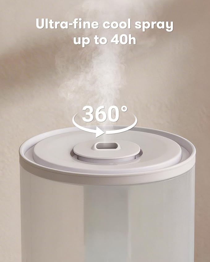 Nursery Humidifiers for Bedroom,1.06Gal(4L) humidifier for baby,3-in-1 Humidifier & Aroma Diffuser & Night Light,Dishwasher-Safe Tank Easy to Clean,Top Fill,360° Ultra-Fine Spray,Auto Shut-Off,White