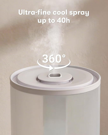 Nursery Humidifiers for Bedroom,1.06Gal(4L) humidifier for baby,3-in-1 Humidifier & Aroma Diffuser & Night Light,Dishwasher-Safe Tank Easy to Clean,Top Fill,360° Ultra-Fine Spray,Auto Shut-Off,White