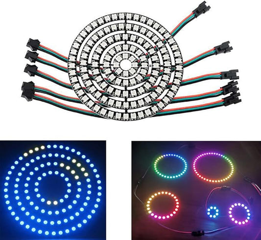 128 Bits WS2812 Addressable LED Ring with SM2.54-3P Wire, DC5V WS2812B 5050 RGB LED with Built-in Drivers Pixels Individual Controlling for Arduino Pi ESP8266 ESP32 Nodemcu (128 bits)