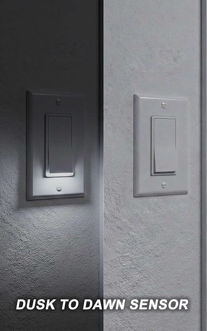 2Pack SOZULAMP Illuminated Light Switch-Single Pole Wall Switch with Night Light, 15A 120/277V,3 Wire, Grounding Screw, Glossy White