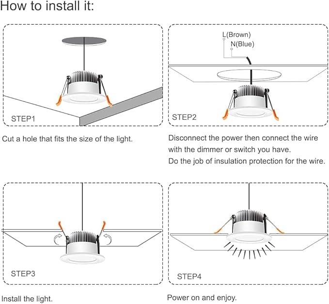 2 Inch LED Recessed Lighting Dimmable Downlight, 3W(35W Halogen Equivalent), 6500K Daylight White, CRI80, Ceiling Light with LED Driver for Living Room Hallway Stairwell Museum Showroom, 8 Pack
