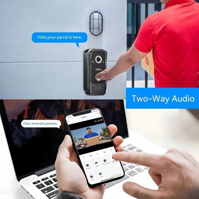 ANJIELO SMART Wired Video Intercom System Tuya WiFi 7 Inch Touch Screen 1080P Doorbell Intelligent Tuya APP Intercom Kit with 3 in 1 Unlock Motion Detection,Anti-Tamper Alarm,32G (1 Bell+2 Monitor)
