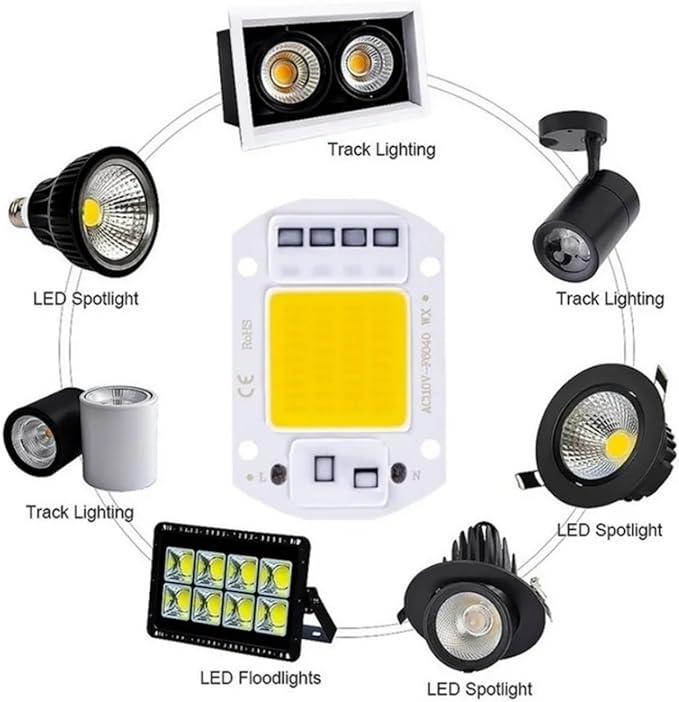 3pcs AC220V LED COB Lamp Bead 20W 30W 50W IP65 Smart No Need Driver DIY Flood Light Led Bulb Spotlight Outdoor Chip Lamp(Full Spectrum,F6040 50W)