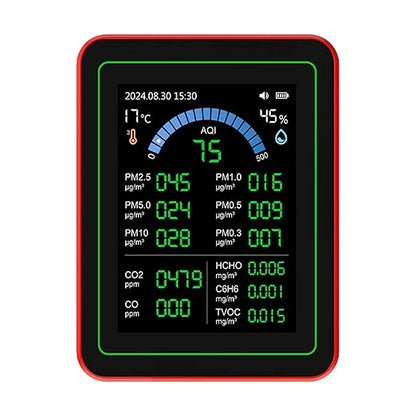 AUNMAS Air Quality Monitor ZN MT32, Multi Parameter with Highly Sensitive Sensors, Data Logging and Analysis, for Home and Office Use