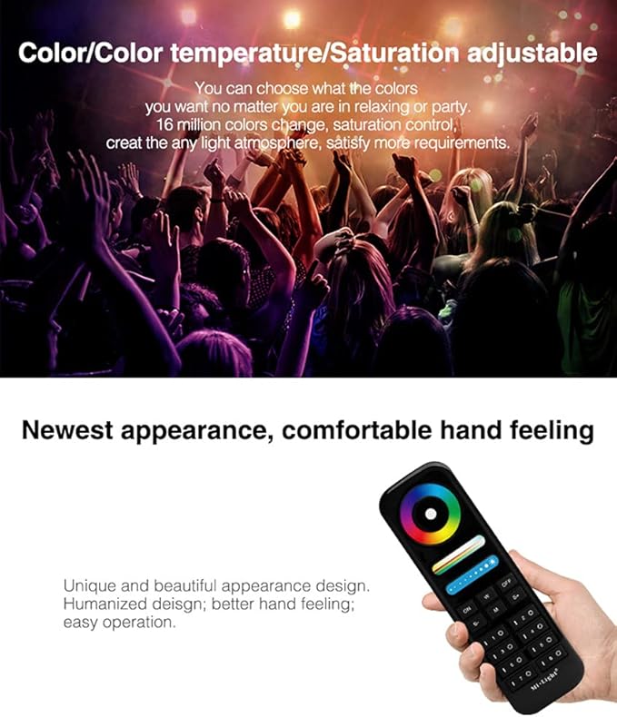 LGIDTECH FUT089-B 8-Zone LED Remote Controller Black Color,Work with RGB+CCT LED Light Bulb,Downlight,Strip Controller.Not Work with FUT035 FUT036 FUT037 FUT038 FUT039
