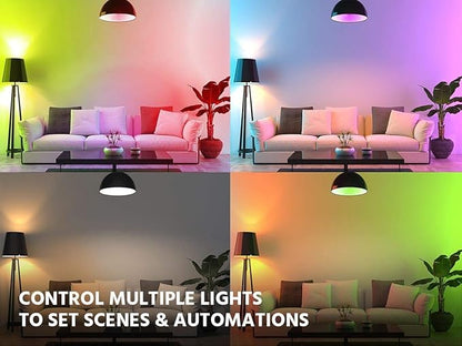 Stitch Smart Wi-Fi RGB Light Bulb, 9W LED RGB Color and Warm, Cool White, A19 E26 Compatible with Google Home for Touchless Control