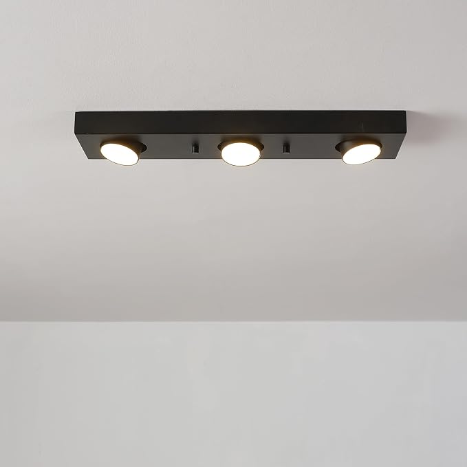 Globe Electric 3-Light Matte Black LED Integrated Track Lighting | Ultra-Low Profile, Adjustable Heads, Dimmable, Modern Ceiling Light for Kitchen, Bathroom Vanity, Living Room, Model 59941