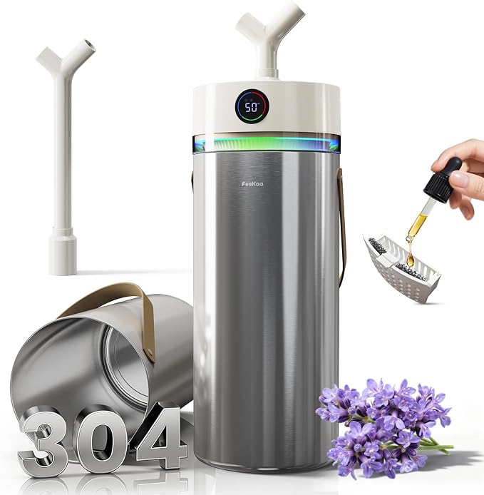 Feekaa Stainless Steel Humidifier, 8L/2.1Gal Cool Mist Humidifiers for Bedroom, Easy to Clean Humidifier Large Room with Diffuser, Humidifiers for Baby Kids Nursery Living Room Office Plant