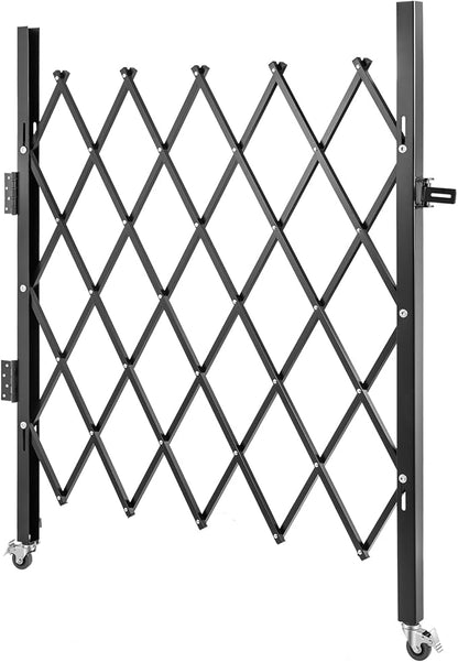 VEVOR Single Folding Security Gate, 48" H x 66" W Folding Door Gate, Steel Accordion Security Gate, Flexible Expanding Security Gate, 360° Rolling Barricade Gate, Scissor Gate or Door with Padlock