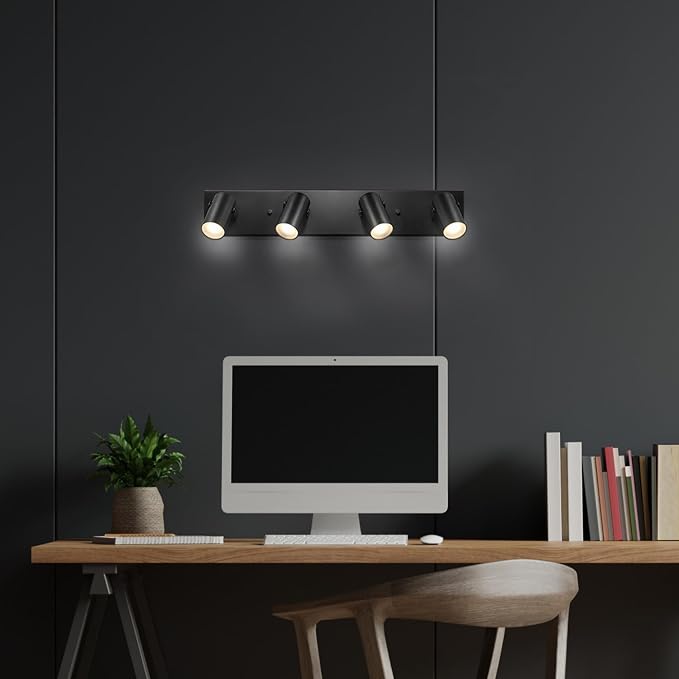 Globe Electric 64000051 24" 4-Light 22W Dimmable LED Integrated Track Lighting, Matte Black, Lighting for Kitchen, Bathroom, Bedroom, or Dining Room, Living Room Ceiling Lights, Light Fixture