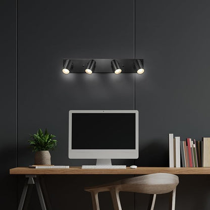 Globe Electric 64000051 24" 4-Light 22W Dimmable LED Integrated Track Lighting, Matte Black, Lighting for Kitchen, Bathroom, Bedroom, or Dining Room, Living Room Ceiling Lights, Light Fixture