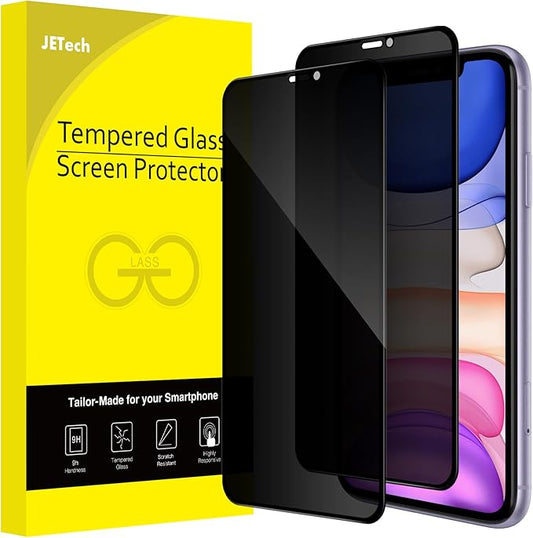 JETech Privacy Full Coverage Screen Protector for iPhone 11/XR 6.1-Inch, Anti-Spy Tempered Glass Film, Edge to Edge Protection Case-Friendly, 2-Pack