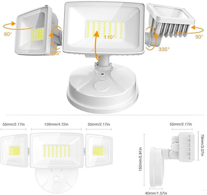 Onforu 4 Packs 75W Flood Lights Outdoor, 7000LM Brightness Security Lights, 3 Adjustable Heads, IP65 Waterproof, 6500K Wall Mount Exterior LED Flood Light (White)
