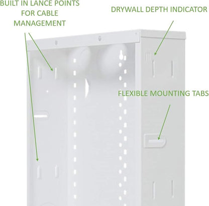 On-Q 20" Structured Media Enclosure with Hinged Cover Lock, Glossy White, Surface or Flush Mount