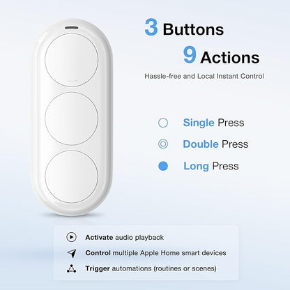 Airversa Smart HomeKit Button Controller, 3-Button Smart Switch, Works with Apple Home over Thread (Home Hub Needed), HomeKit Trigger, Apple Home Ecosystem Exclusive QliQ AC1 White-1 Pack