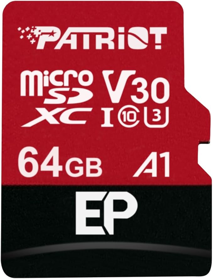 Patriot Memory 64GB A1 / V30 Micro SD Card for Android Phones and Tablets, 4K Video Recording - PEF64GEP31MCX