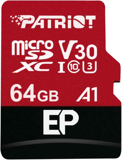 Patriot Memory 64GB A1 / V30 Micro SD Card for Android Phones and Tablets, 4K Video Recording - PEF64GEP31MCX