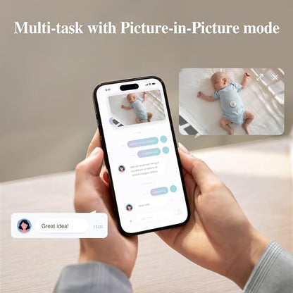 Sense-U AI 2.5K PTZ Baby Camera Monitor with Sensor-Free Sleep Movement Detection, Smart Security Indoor Video Camera with Background Audio, Cry Detection, No Monthly Fee, for Peace of Mind