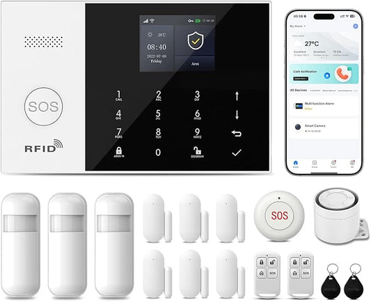 PGST Wireless Home Alarm System,WiFi/4G Alarm System for Home | Compatible with Alexa/Google,No Monthly Fees,Instant App Alerts & Auto Alarm Dial,No Pairing Required for Apartment