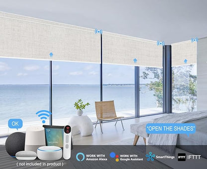 Bringnox Motorized Blinds with Remote,100% Blackout Smart Roller Blinds Compatible with Apple Homekit Google Home and Alexa Via HUB,and Customized (Vigor Cream-08)