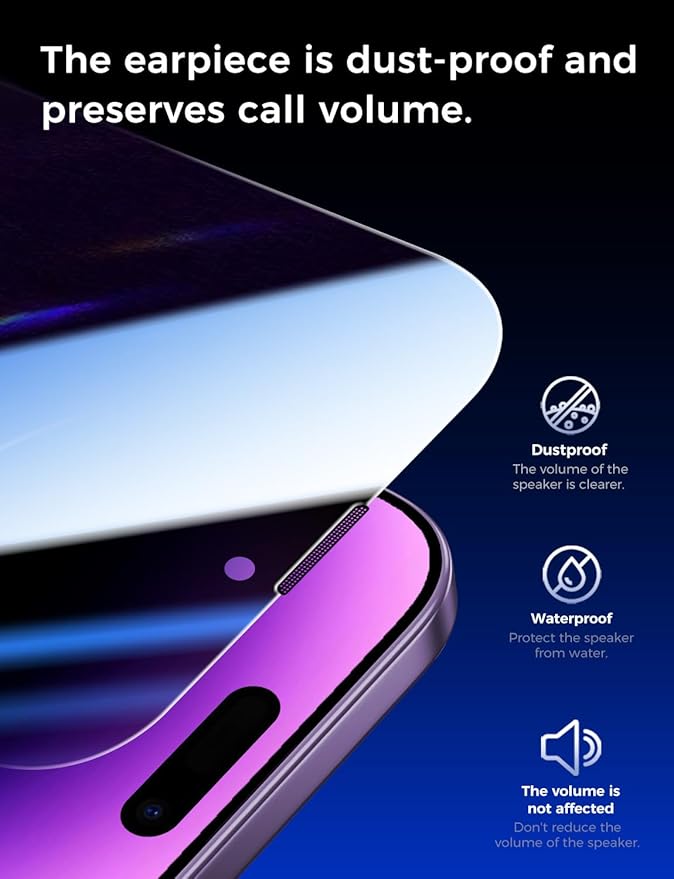 MAGIC JOHN 2 Pack for iPhone 14 Pro Max 6.7 inch Privacy Tempered Glass Screen Protector, Auto Dust-Elimination Installation, Easy Installation, Bubble Free