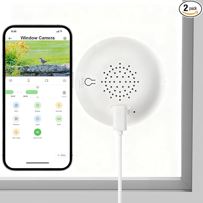 4MP 2K Indoor Security Camera for Windows, Smart AI Motion Detection, Color Night Vision, Glass-Mount Design, Wired Installation (2)