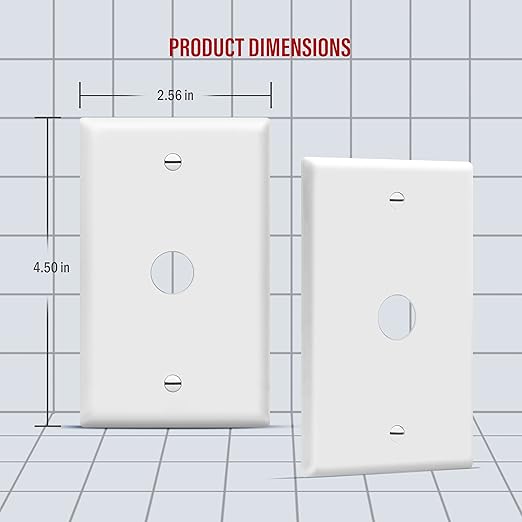 ENERLITES 1 Gang 0.406 Inch Hole Telephone/Cable Wall Cover, Fade Resistant Unbreakable Polycarbonate with Smooth Surface, 8661-W White (Pack of 2)