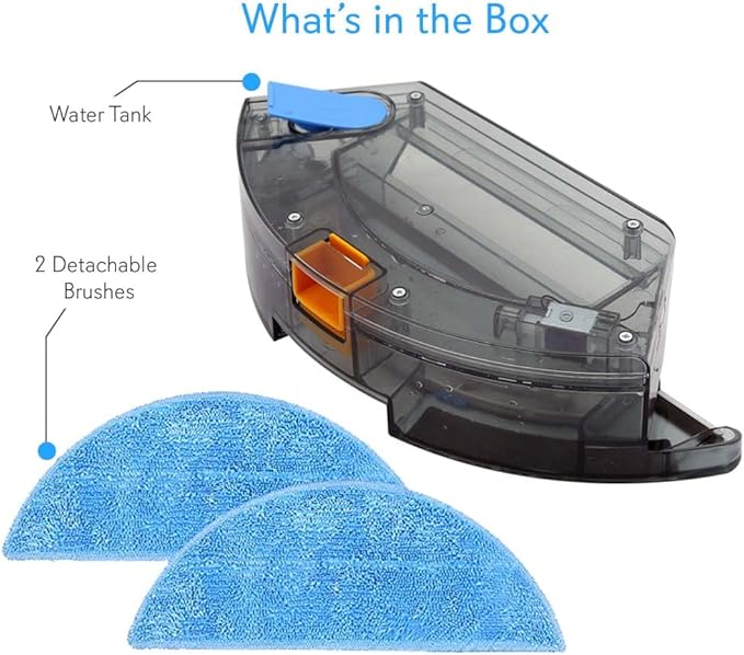 Wet Mop Dust Bin Attachment - Large Capacity 350mL Water Tank and 2 Microfiber Mop Pad - Adjustable Flow Rate - Compatible w/ PUCRC660 Smart Robot Vacuum Cleaner