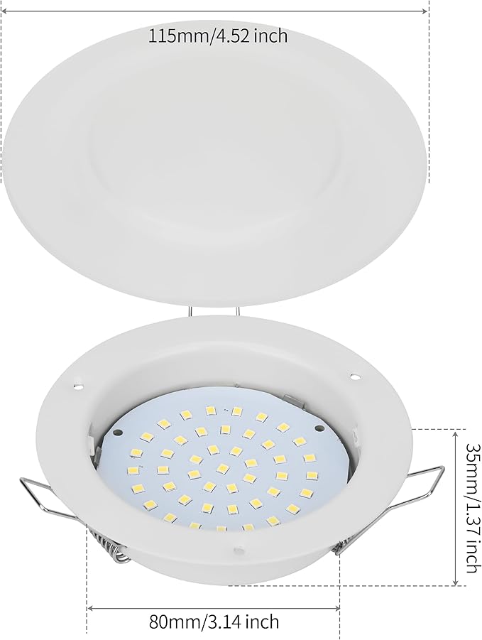 RVZONE 4.5 Inch RV Boat Recessed LED Ceiling Light 12 Volt LED RV Puck Light Cool White, 12V RV Interior Lighting Downlight for Under Cabinet Camper Van Truck Boat Yacht