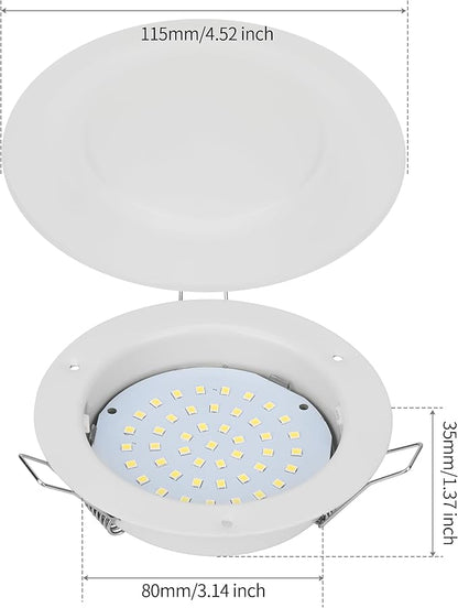 RVZONE 4.5 Inch RV Boat Recessed LED Ceiling Light 12 Volt LED RV Puck Light Cool White, 12V RV Interior Lighting Downlight for Under Cabinet Camper Van Truck Boat Yacht