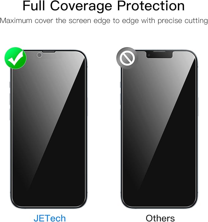 JETech Privacy Full Coverage Screen Protector for iPhone 14 Plus 6.7-Inch, Anti-Spy Tempered Glass Film, Edge to Edge Protection Case-Friendly, 2-Pack