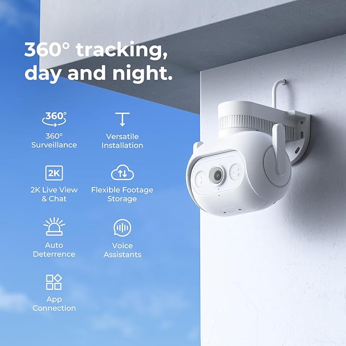 IMILAB Wired Security Camera Outdoor: 2K WiFi/LAN Camera with Spotlight, 360° PTZ Surveillance, Color Night Vision, Auto Deterrence, Weatherproof, 7/24 Local Recording, No Monthly Fee