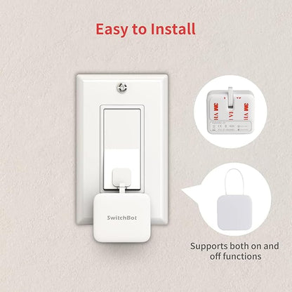 Switchbot Smart Switch Button Pusher (Bluetooth) with Hub Mini Matter – Fingerbot for Rocker Switch/One-Way Buttons, App Timer Control, No Wiring, Voice/Remote Control, White