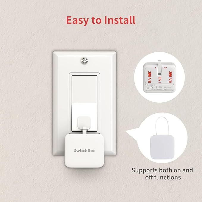 Switchbot Smart Switch Button Pusher (Bluetooth) – Fingerbot for Rocker Switch/One-Way Buttons, App Timer Control, No Wiring, Optional Hub Required for Voice/Remote, White, 2 Packs