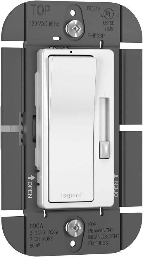 Legrand - Pass & Seymour Radiant Dimmer Switch, Incandescent, 700 W, Tri-Color, RH703PTC