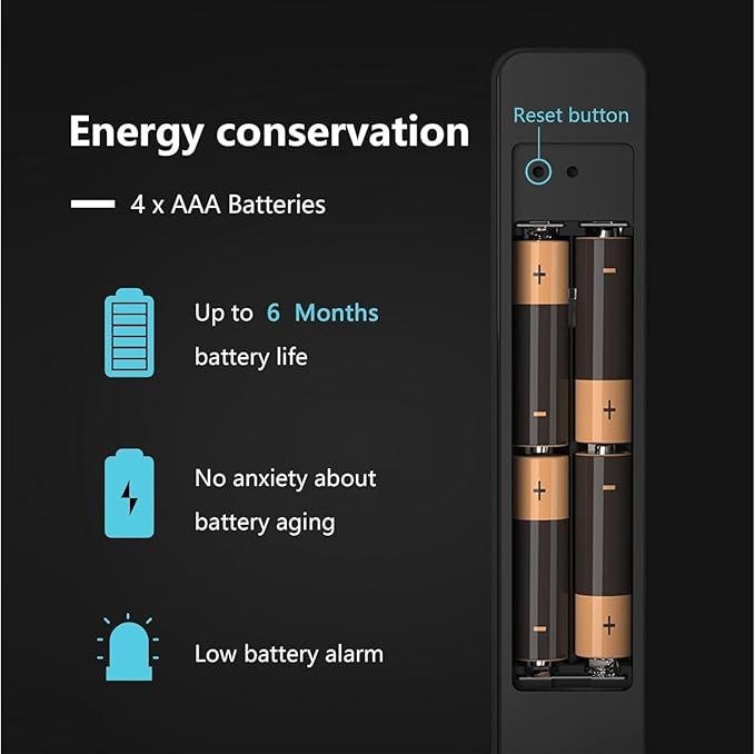 Smart Door Lock with Handle - Keyless Entry Fingerprint & Touchscreen Keypad - App Control, Alexa & Google Home Compatible - Waterproof Sliding Door Patio, Wood, Aluminum Slim Door - DIY Black