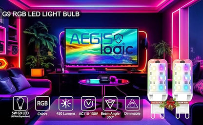 Upgraded G9 RGB Color Changing LED Light Bulbs 2w, Remote Controlled Sync & Memory 4 Moods Dimmable, No Alexa Smart/Wifi/App/Bluetooth, Replacement for 20w 25w Halogen, 150LM, 3000K (2 Pack)