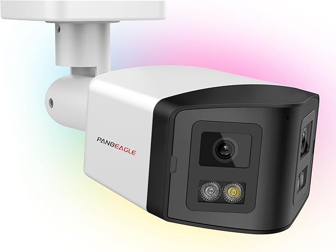 PANOEAGLE 4MP Dual Lens PoE IP Security Camera Outdoor with 180° Panoramic Wide Angle,Smart Color Night Vision,Smart Motion Detection,2-Way Audio & Micro SD Slot(512G),IP67 Waterproof,NDAA Complaint