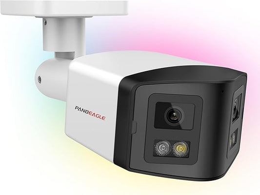 PANOEAGLE 4MP Dual Lens PoE IP Security Camera Outdoor with 180° Panoramic Wide Angle,Smart Color Night Vision,Smart Motion Detection,2-Way Audio & Micro SD Slot(512G),IP67 Waterproof,NDAA Complaint