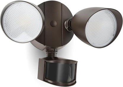 LUTEC 32W 3500 Lumen LED Security Lights Motion Sensor Light Outdoor, 5000K Daylight, IP65 Waterproof, Dusk to Dawn, Motion Detector Flood Light for Garage, Yard, Porch-Brown