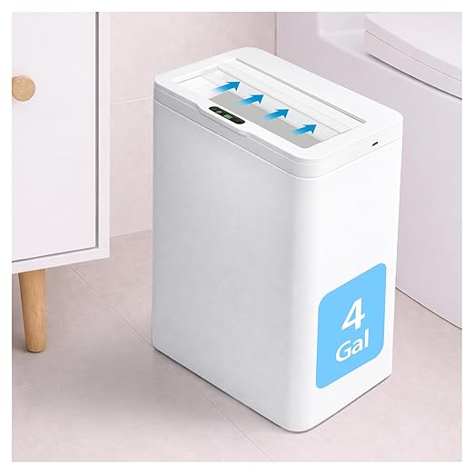 Rechargeable Motion Sensor Trash Can, 4 Gallon Bathroom Trash Can with Lid, Touchless Automatic Smart Slim Garbage Can for Narrow Spaces, Office, RV, Bedroom