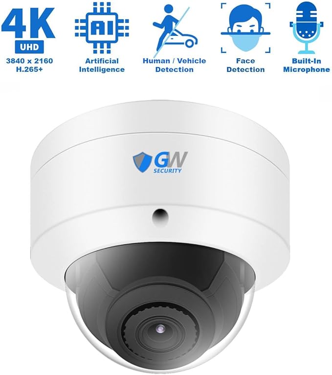 GW Security 32 Channel 12MP NVR UltraHD 4K (3840x2160) PoE Security Camera System with 32 x 4K (8MP) IP Microphone AI Dome Camera, 100ft Night Vision, Outdoor/Indoor Surveillance Camera
