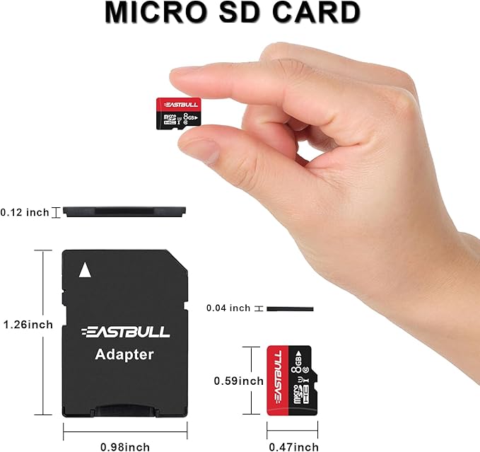 EASTBULL 8GB 10-Pack of Micro SD Cards, SD Memory Card 8GB SD Cards Pack Full HD Video 90MB/s UHS-I U1 Micro SDHC Class 10 for Surveillance Security Cam (10 Units and 2 Adapters)