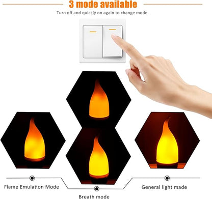 Bestview LED Flame Effect Light Bulbs,3 Modes Flickering Light Bulbs, Smart E12 Chandelier Base Candle Fire Light Bulb for Halloween, Christmas,Party, Porch Indoor&Outdoor Home Decoration -6 Pack